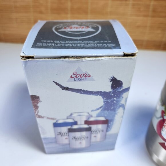 Coors Light Silver Bullet Beer Can Bottle Koozie Coozie Stainless Steel New (2) - Picture 9 of 10